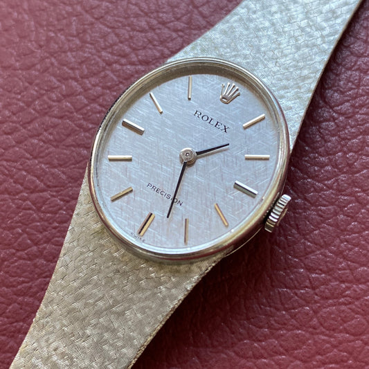 Full - Set Rolex Precision Vintage Ladies' Watch 18k White Gold 1973 - PM VINTAGE WATCHES -