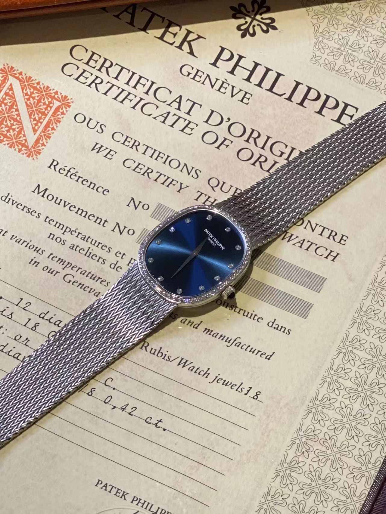 RARE Patek Philippe Ellipse 3849/4 18K White Gold Manual Winding Full Set - PM Vintage Watches - Patek Philippe