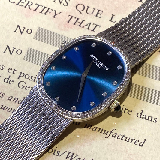 RARE Patek Philippe Ellipse 3849/4 18K White Gold Manual Winding Full Set - PM Vintage Watches - Patek Philippe