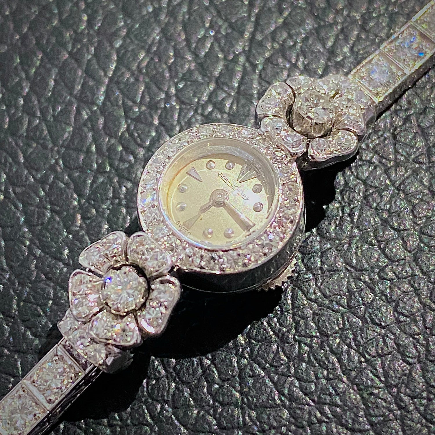 Jaeger LeCoultre 1950s Antique Cocktail Watch PT950 Platinum Diamonds Set Bracelet - PM VINTAGE WATCHES - Jaeger LeCoultre